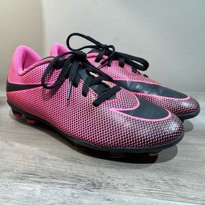Nike Bravata II Pink Black Soccer Cleats Sz 2Y
